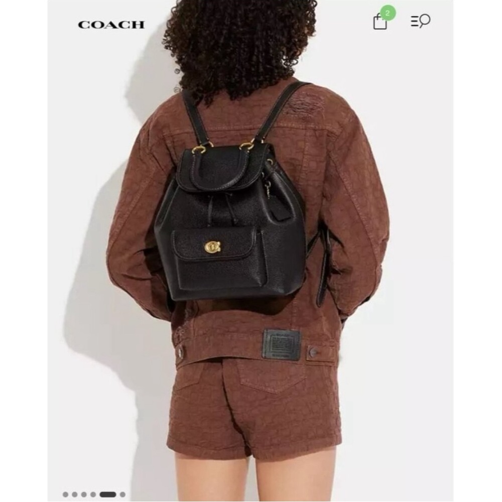 Coach Black Leather Backpack